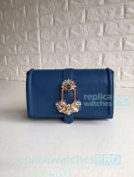 Newest Clone Michael Kors Blue Genuine Leather Butterfly Diamond Lock Bag